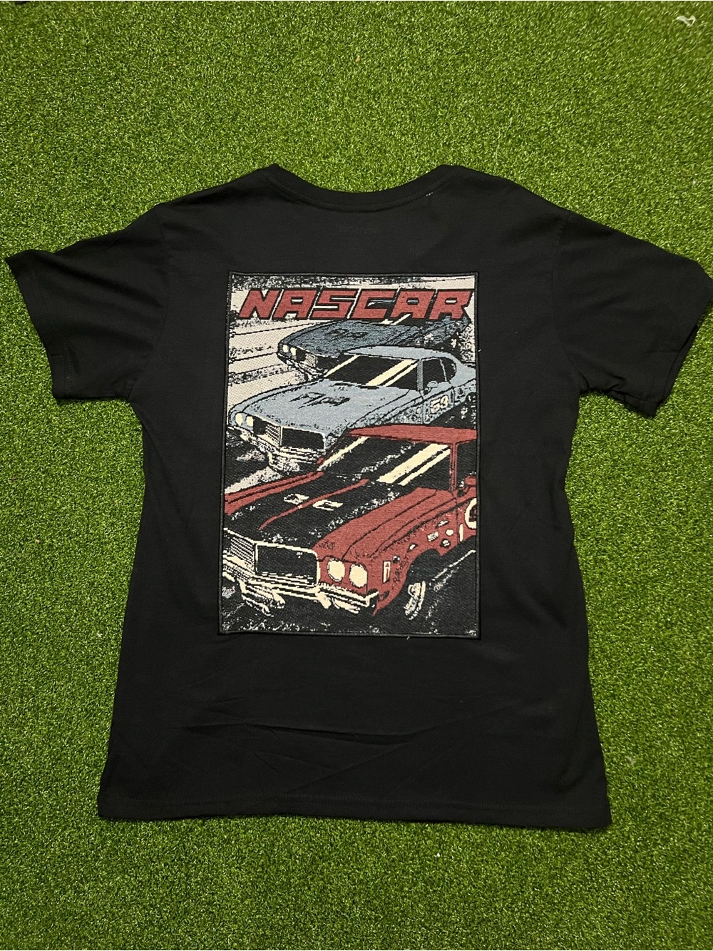 NASCAR Black Graphic Racing Tee Woven Car Patch L 🏎️